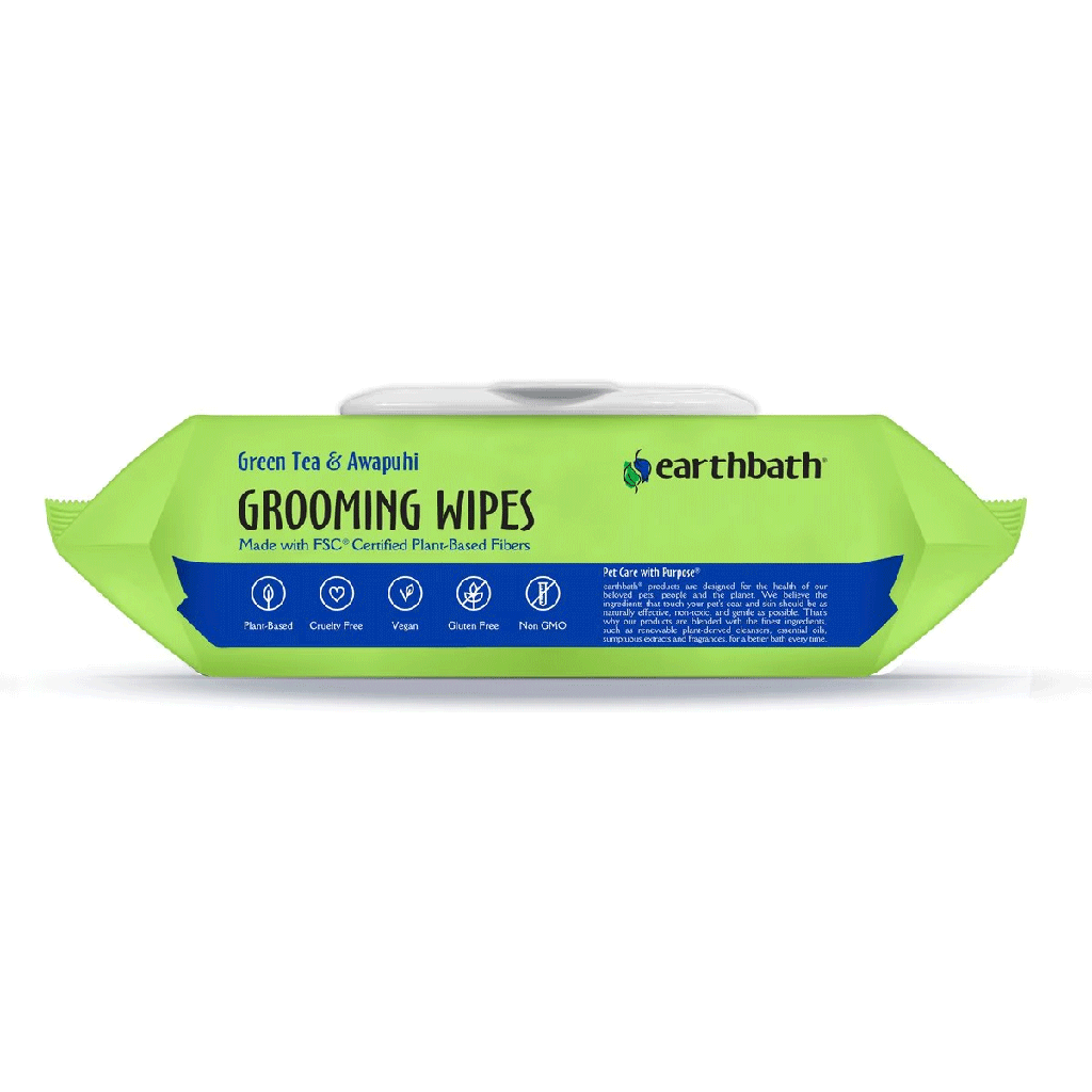 EARTHBATH Grooming Wipes Green Tea & Awapuhi 100ct