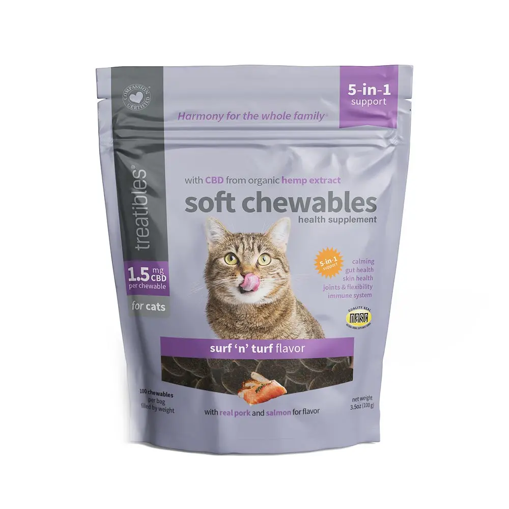 TREATIBLES Hemp Oil Soft Chews for Cats 100ct