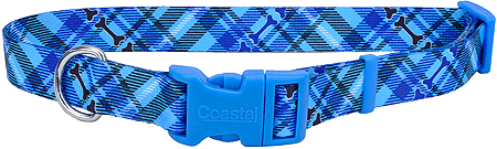 *PET ATTIRE Styles Adjustable Collar 10-14x5/8 Plaid Bones