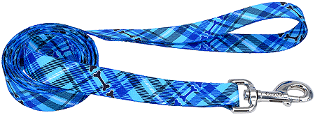 *PET ATTIRE Styles Dog Leash 6'x1 Plaid Bones