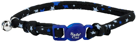 *COASTAL Safe Cat Round Fashion Collar 8-12x3/8 Black Stars