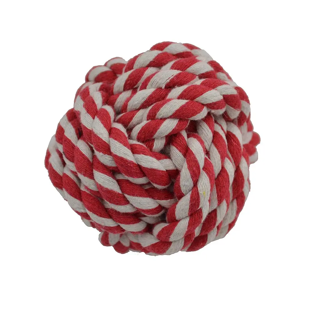 AMAZING PET Rope Ball 3.75" Red/White