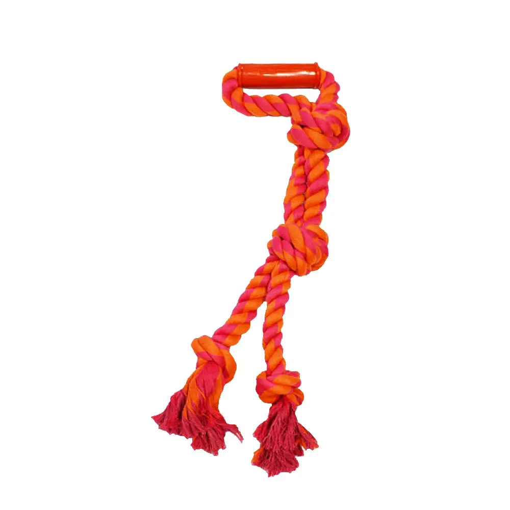 AMAZING PET Rope 3 Knot w/Handle 23.5" Orange/Magenta