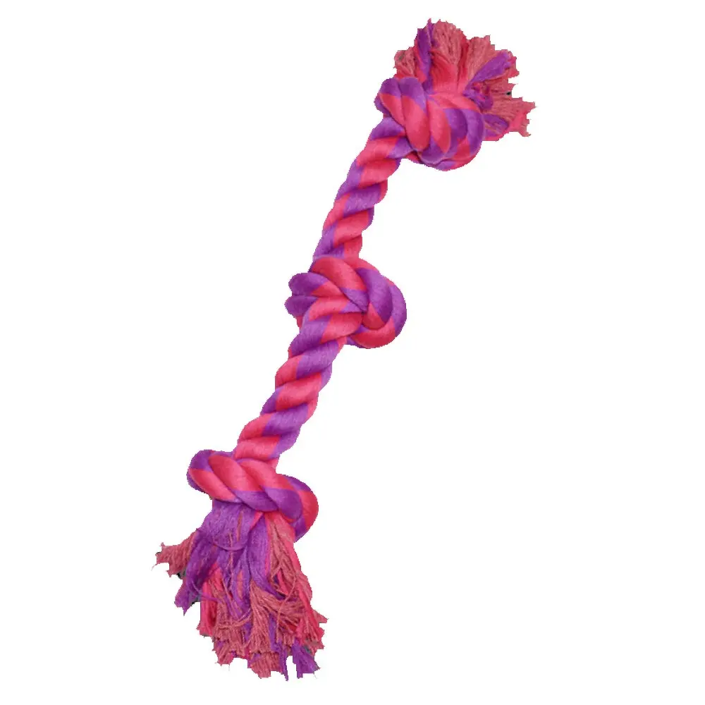 AMAZING PET Rope 3 Knot Bone 20" Purple/Magenta