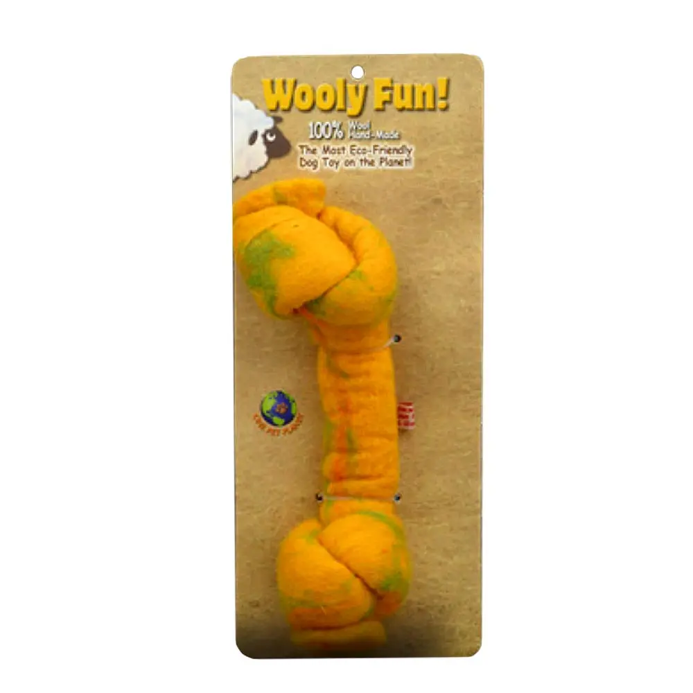 AMAZING PET Wooly Fun Knotted Bone 8.5" Yellow