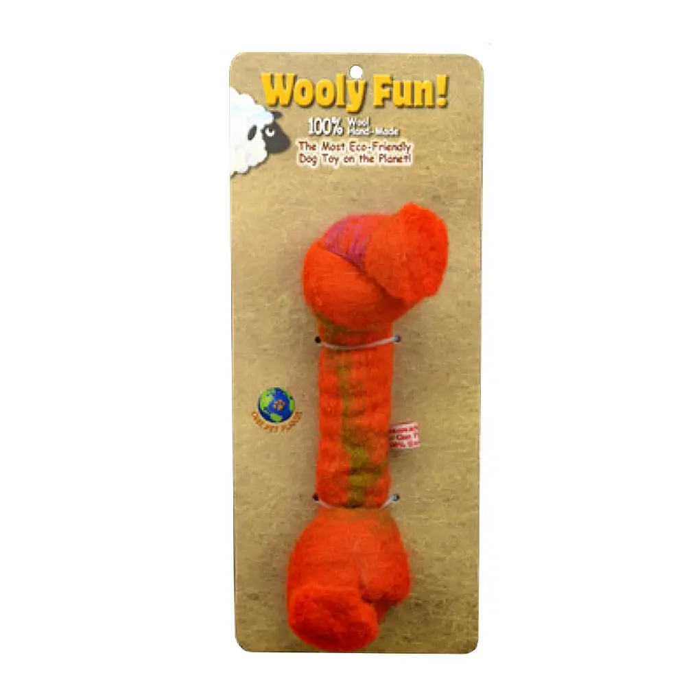 AMAZING PET Wooly Fun Knotted Bone 8.5" Orange