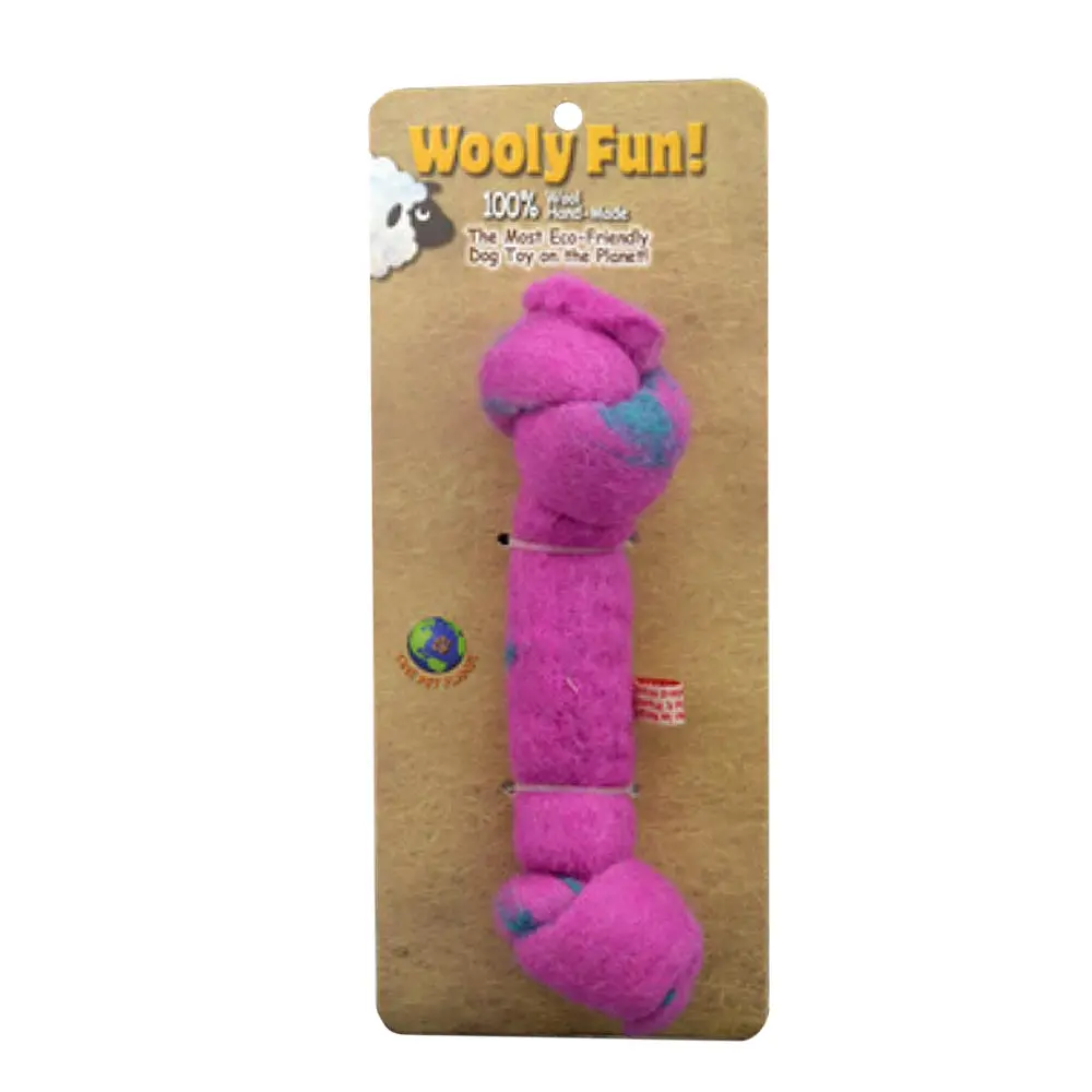 AMAZING PET Wooly Fun Knotted Bone 8.5" Magenta