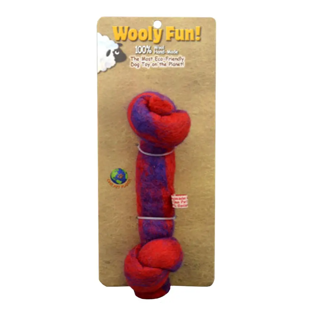 AMAZING PET Wooly Fun Knotted Bone 8.5" Red