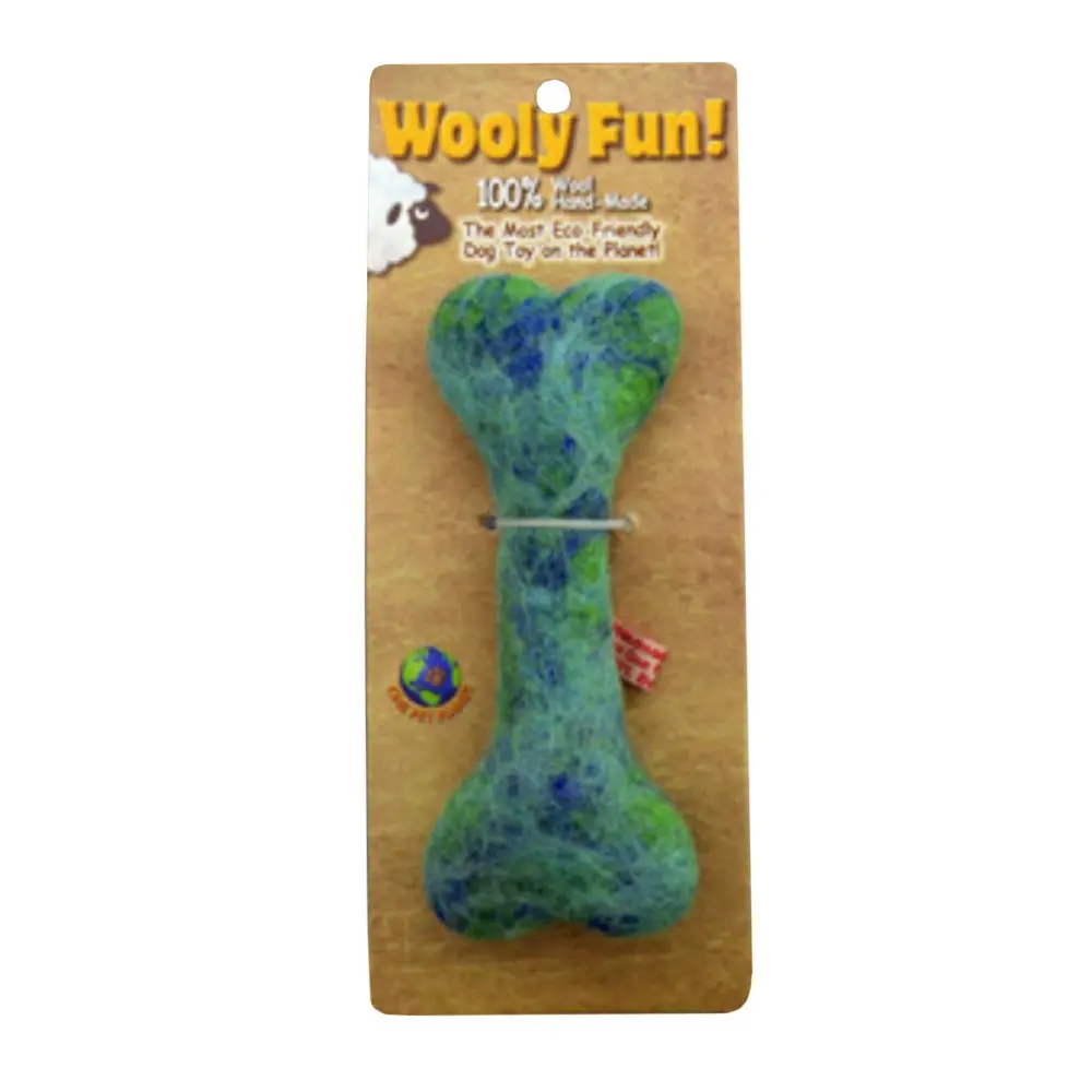 AMAZING PET Wooly Fun Flat Bone 6.5" Green