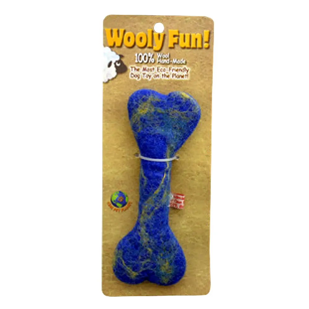 AMAZING PET Wooly Fun Flat Bone 6.5" Blue