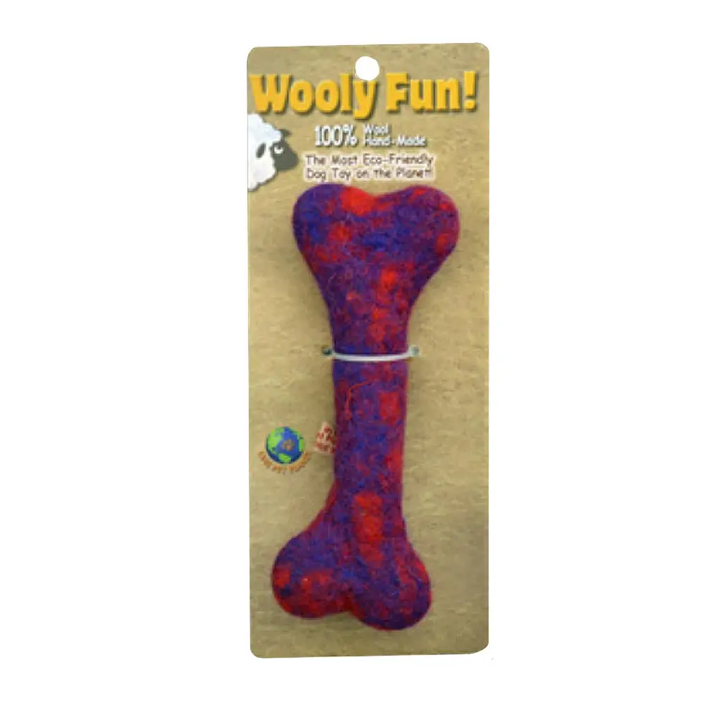 AMAZING PET Wooly Fun Flat Bone 6.5" Red
