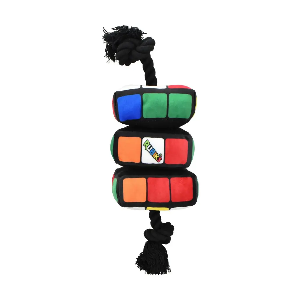 MULTIPET Rubik's Cube Rope w/3 Plush Cubes 11.8"