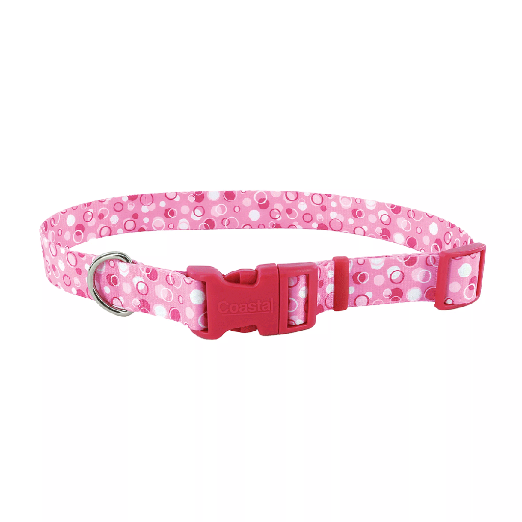 PET ATTIRE Adj Collar 14-20x3/4 Pink w/Dots