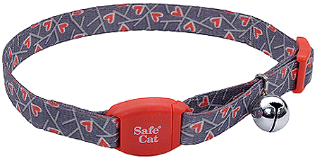 [CA7171 SALMHART] COASTAL Safe Cat Collar w/Magnet Salmon Heart Charcoal
