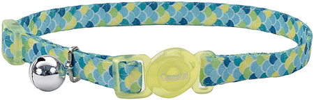 [CA6701 SCALES] COASTAL Safe Cat Fashion Breakaway Cat Collar Lime Teal Scales