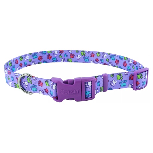 [CA6421 PUR SP PAW] PET ATTIRE Styles Adjustable Collar 10-14x5/8 Purple Special Paws