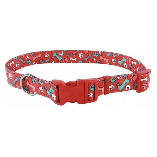 [CA6421 RED BN] PET ATTIRE Styles Adjustable Collar 10-14x5/8 Red Bone