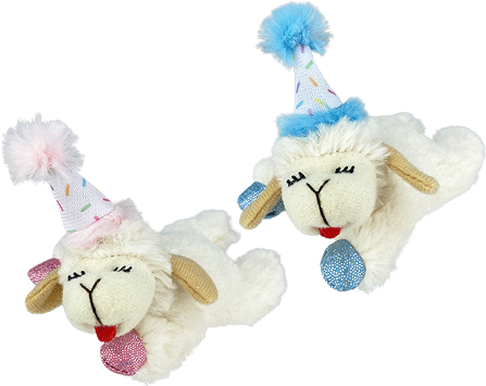 [MP20205] MULTIPET Lamb Chop w/Birthday Hat Cat Toy 4"