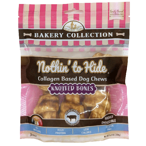 [FF63386] *NOTHIN' TO HIDE Bakery Beef Knotted Bone 4in 3pk