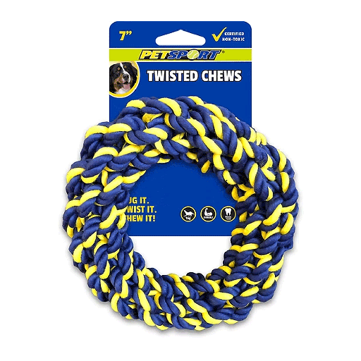 [PS80410] PETSPORT Twisted Chews Medium Braided Cotton Rope Ring 7"