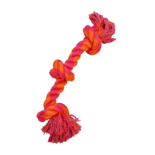 [APP56197] AMAZING PET Rope 3 Knot Bone 20" Orange/Magenta