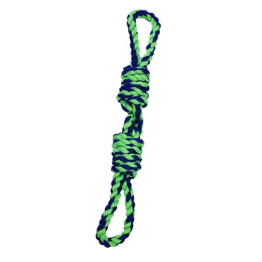 [APP56238] AMAZING PET Rope 2 Loop w/Handles 20" Blue/Green