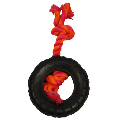 [APP56281] AMAZING PET Rope w/Tire 7.25" Orange/Magenta