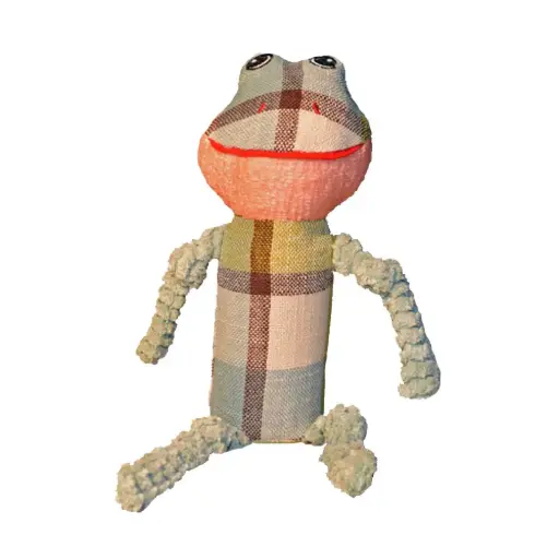 [APP58080] AMAZING PET Plush Plaid Frog w/Squeaker Body