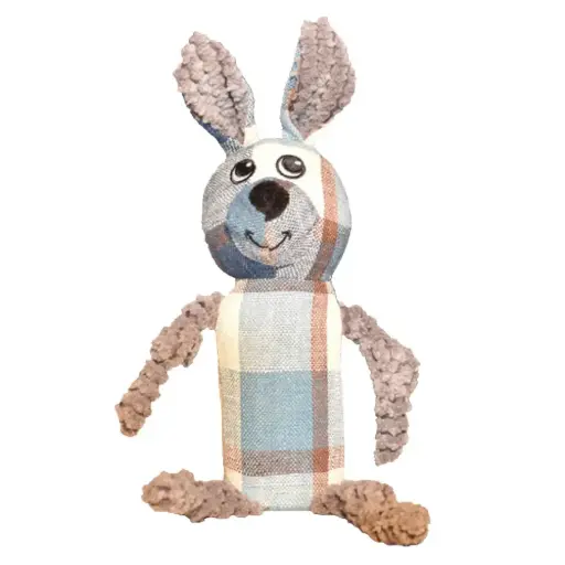 [APP58081] AMAZING PET Plush Plaid Rabbit w/Squeaker Body