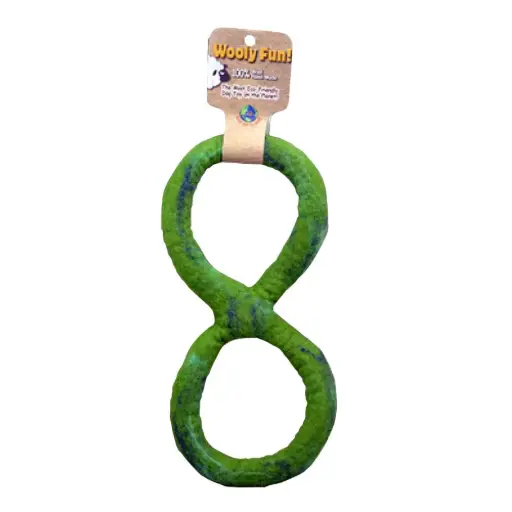 [APP86035] AMAZING PET Wooly Fun Figure 8 Tug 11" Green