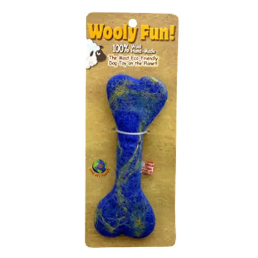 [APP86045] AMAZING PET Wooly Fun Flat Bone 6.5" Blue