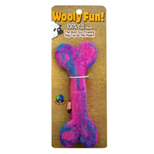 [APP86047] AMAZING PET Wooly Fun Flat Bone 6.5" Magenta