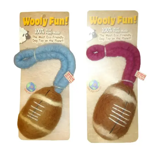 [APP86060] AMAZING PET Wooly Fun Sport Ball 4.5"x1.75" Football w/6" Loop