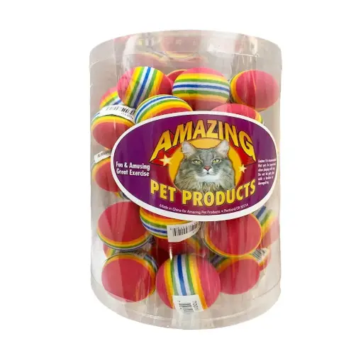 [APP70010] AMAZING PET Cat Display Rainbow Balls 1.5" 48 ct 