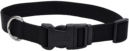 [CA6401 BLACK] COASTAL TUFF Adjustable Dog Collar 10-14x5/8 Black