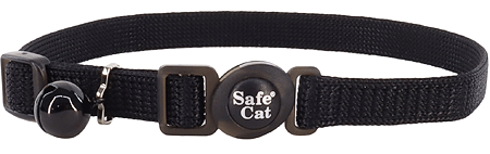 [CA7001 BLACK] COASTAL Safe Cat Adjustable Collar 8-12x3/8 Black