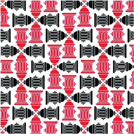 [BAN347] BANDANNA Fire Hydrant Red & Black 12pk