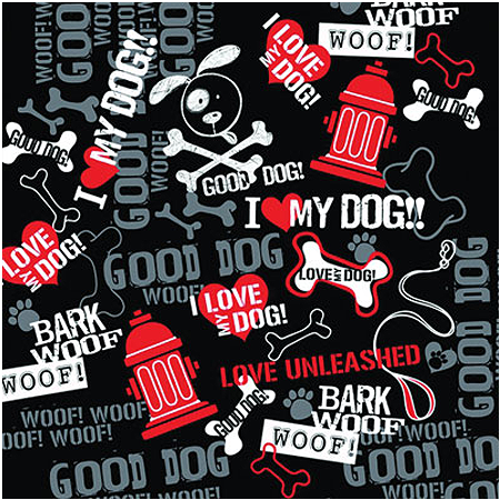 [BAN348] BANDANNA Bark Woof Woof 12pk