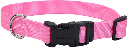 [CA6401 BRT PINK] COASTAL TUFF Adjustable Dog Collar 10-14x5/8 Bright Pink