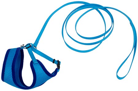 [CA16386 BL LAGOON] COASTAL Comfort Soft Cat Mesh Harness with 6' Leash Blue Lagoon